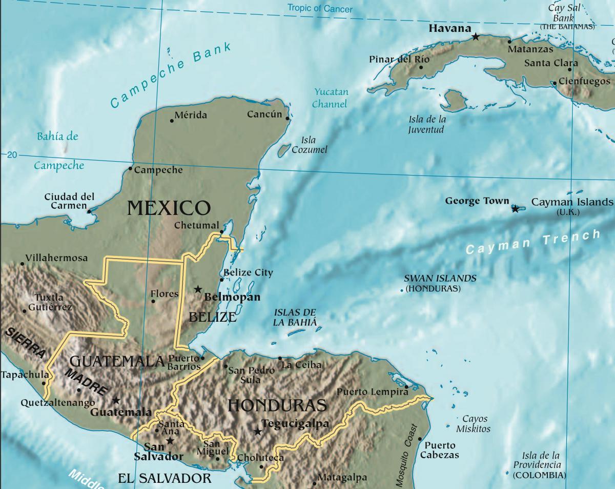 kaart van die golf van Honduras