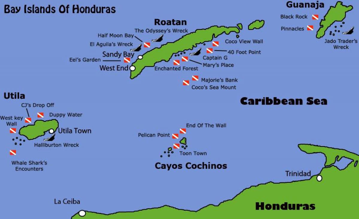 eilande van Honduras kaart