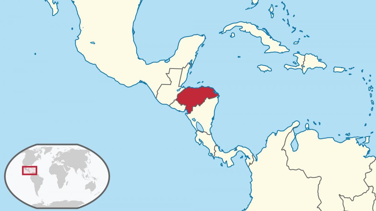 Honduras plek op die wêreld kaart