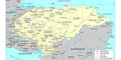 Honduras kaart met stede