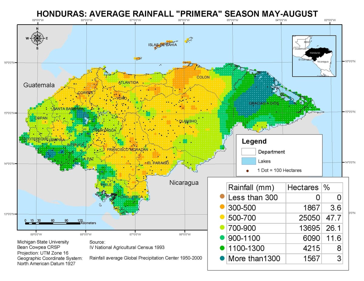 kaart van Honduras klimaat