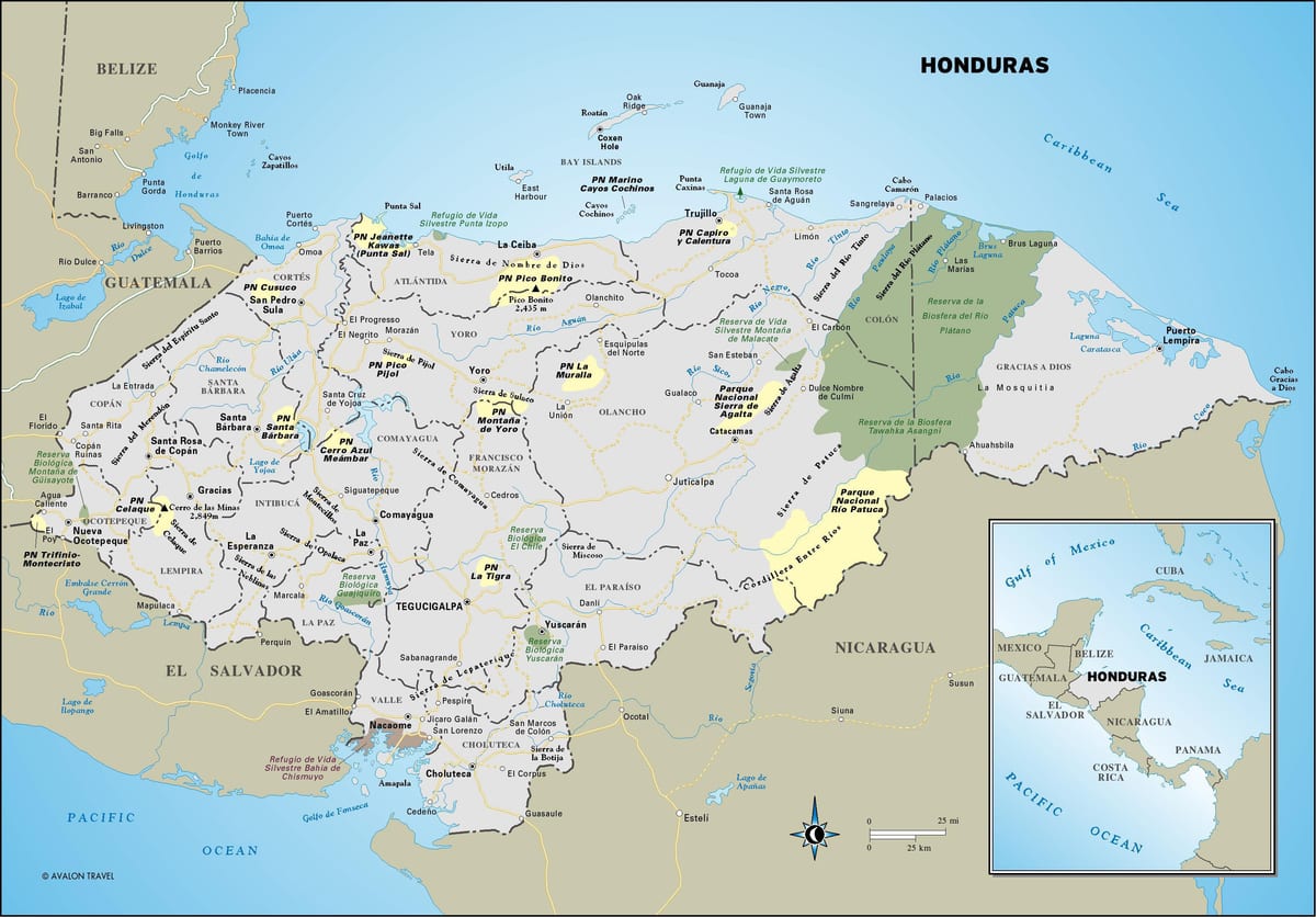 kaart van Honduras toeriste