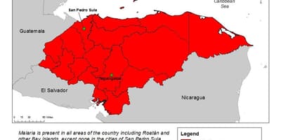 Kaart van Honduras malaria